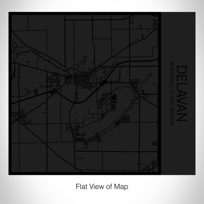 Rendered View of Delavan Wisconsin Map on 17oz Stainless Steel Insulated Tumbler in Matte Black with Tactile Lines