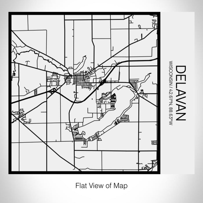Rendered View of Delavan Wisconsin Map on 17oz Stainless Steel Insulated Tumbler in Matte White with Tactile Lines