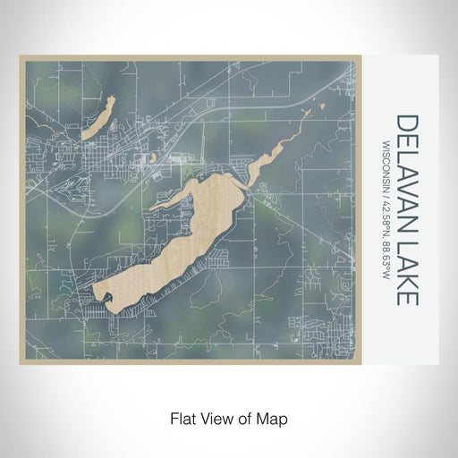 Rendered View of Delavan Lake Wisconsin Map on 20oz Stainless Steel Insulated Bottle with Bamboo Top with printed afternoon style map