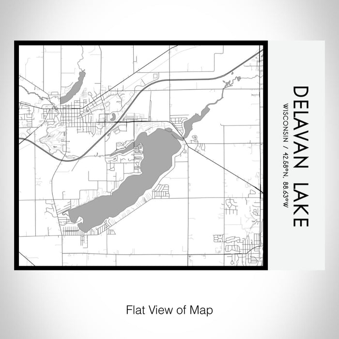 Rendered View of Delavan Lake Wisconsin Map on 20oz Stainless Steel Insulated Bottle with Bamboo Top with printed classic style map