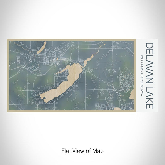 Rendered View of Delavan Lake Wisconsin Map on 17oz Stainless Steel Insulated Bottle with printed afternoon style map