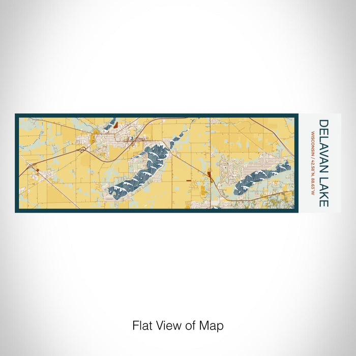 Rendered View of Delavan Lake Wisconsin Map on 10oz Stainless Steel Insulated Cup in Woodblock with Sliding Lid