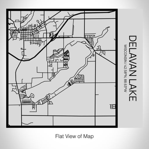 Rendered View of Delavan Lake Wisconsin Map on 17oz Stainless Steel Insulated Tumbler in Tactile Lines with Succulent in Background