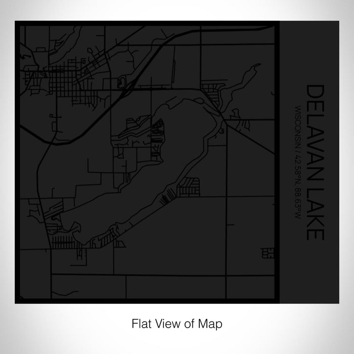 Rendered View of Delavan Lake Wisconsin Map on 17oz Stainless Steel Insulated Tumbler in Matte Black with Tactile Lines