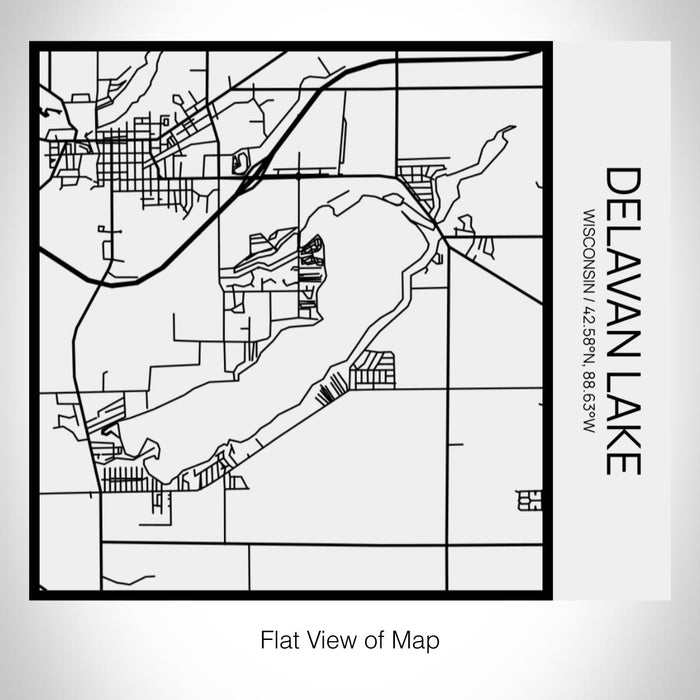 Rendered View of Delavan Lake Wisconsin Map on 17oz Stainless Steel Insulated Tumbler in Matte White with Tactile Lines