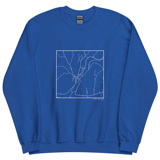 Delhi New York  Map Unisex Crewneck Sweater with City inscription in Royal Blue