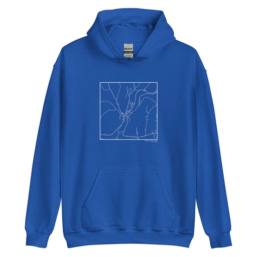 Delhi New York  Map Unisex Hoodie Sweater with City inscription in Royal Blue