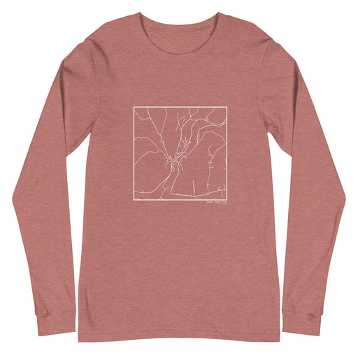 Delhi New York  Map Unisex Long-Sleeve T-shirt with City inscription in Heather Mauve