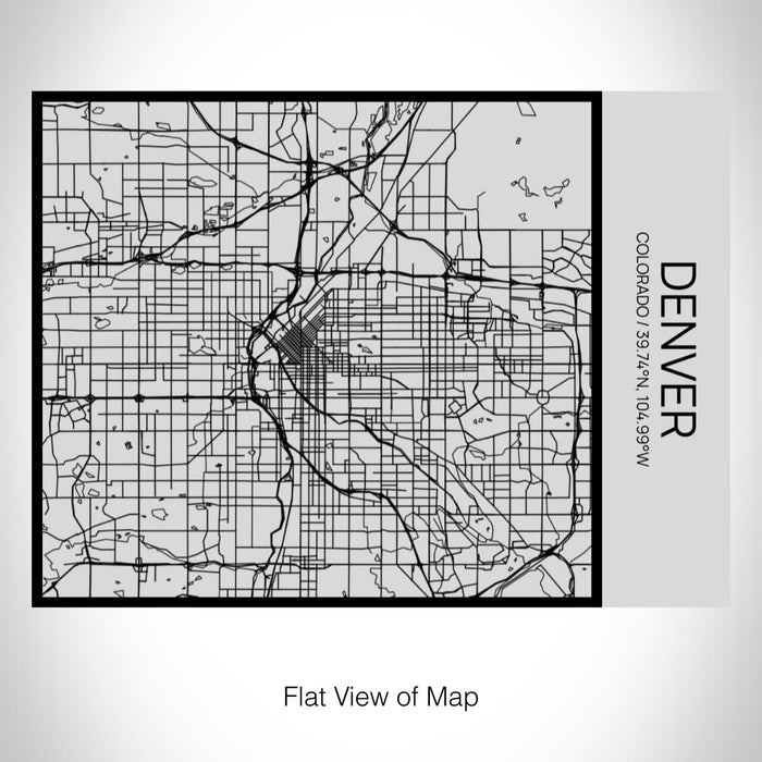 Rendered View of Denver Colorado Map on 20oz Stainless Steel Insulated Bottle with Bamboo Top with printed Tactile Lines Map in Black