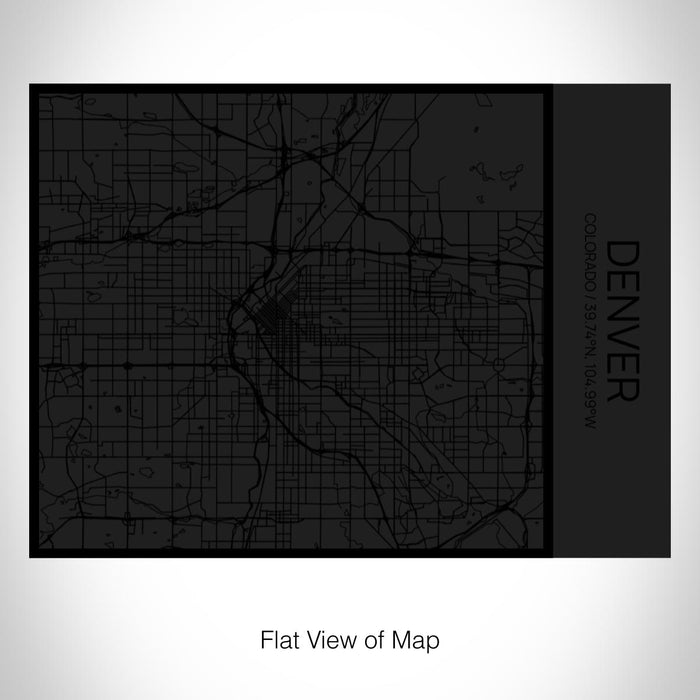 Rendered View of Denver Colorado Map on 20oz Stainless Steel Insulated Bottle with Bamboo Top in Matte Black with printed Tactile Lines Map in Black