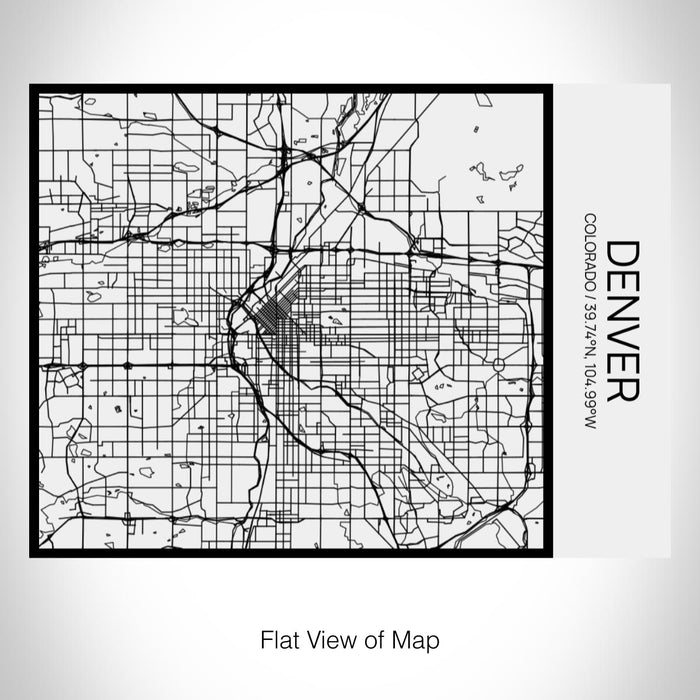 Rendered View of Denver Colorado Map on 20oz Stainless Steel Insulated Bottle with Bamboo Top in Matte White with printed Tactile Lines Map in Black