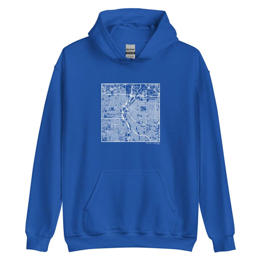 Denver Colorado  Map Unisex Hoodie Sweater with City inscription in Royal Blue