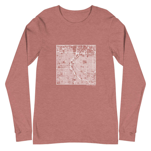 Denver Colorado  Map Unisex Long-Sleeve T-shirt with City inscription in Heather Mauve