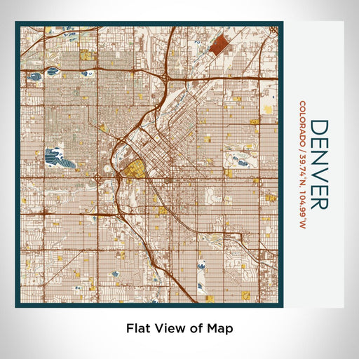 Rendered View of Denver Colorado Map on 17oz Stainless Steel Insulated Tumbler in Woodblock Map Style