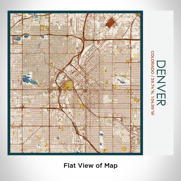 Rendered View of Denver Colorado Map on 17oz Stainless Steel Insulated Tumbler in Woodblock Map Style