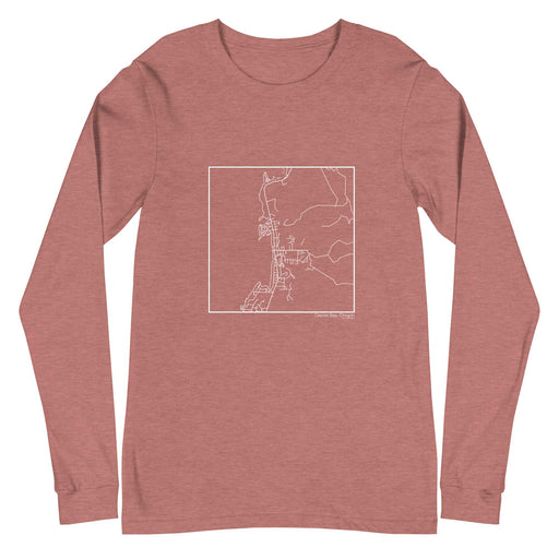 Depoe Bay Oregon Map Unisex Long-Sleeve T-shirt with City inscription in Heather Mauve