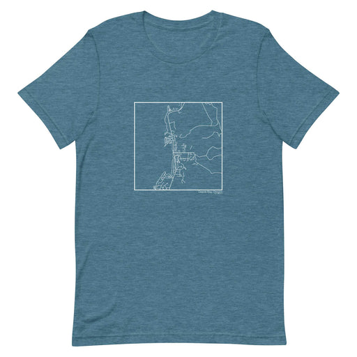 Depoe Bay Oregon Map Unisex T-Shirt with City inscription in Heather Teal