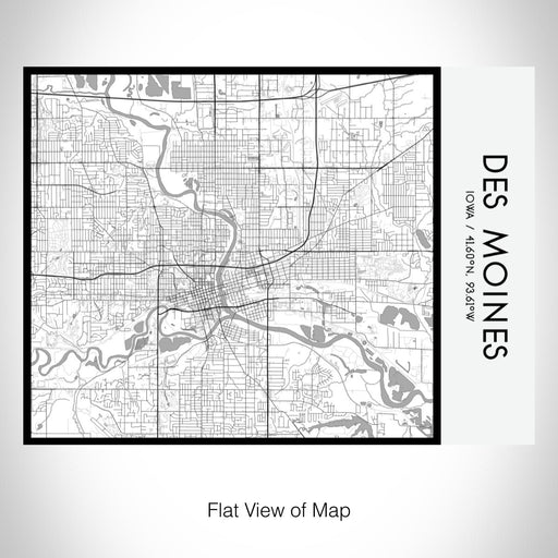 Rendered View of Des Moines Iowa Map on 20oz Stainless Steel Insulated Bottle with Bamboo Top with printed classic style map