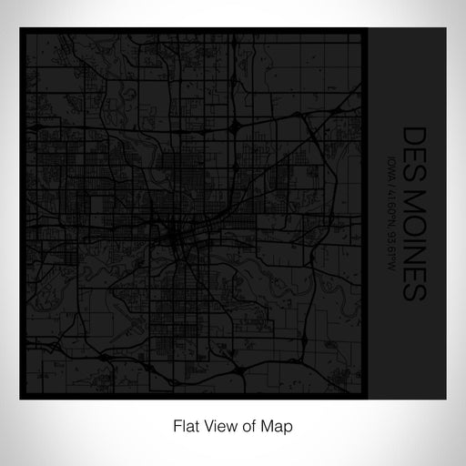 Rendered View of Des Moines Iowa Map on 17oz Stainless Steel Insulated Tumbler in Matte Black with Tactile Lines
