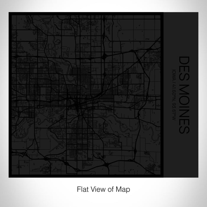 Rendered View of Des Moines Iowa Map on 17oz Stainless Steel Insulated Tumbler in Matte Black with Tactile Lines