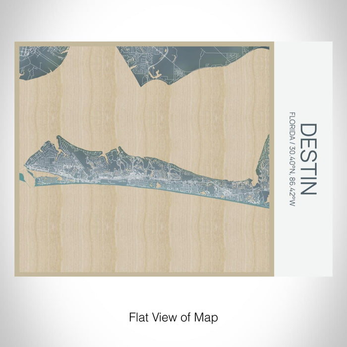 Rendered View of Destin Florida Map on 20oz Stainless Steel Insulated Bottle with Bamboo Top with printed afternoon style map