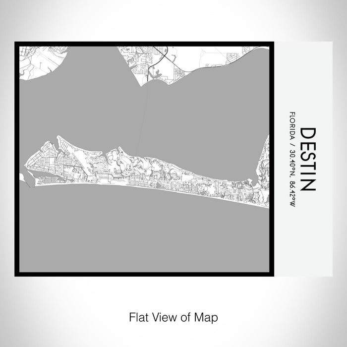 Rendered View of Destin Florida Map on 20oz Stainless Steel Insulated Bottle with Bamboo Top with printed classic style map