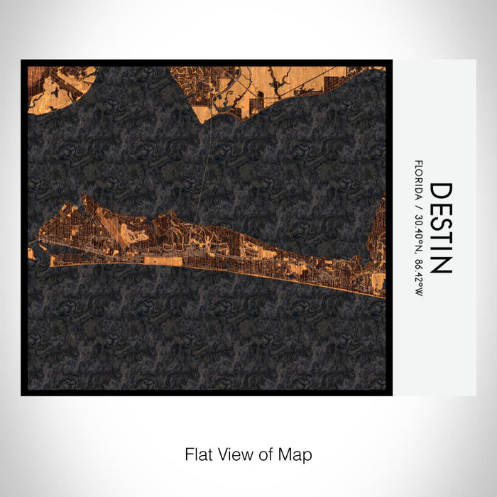 Rendered View of Destin Florida Map on 20oz Stainless Steel Insulated Bottle with Bamboo Top with printed ember style map