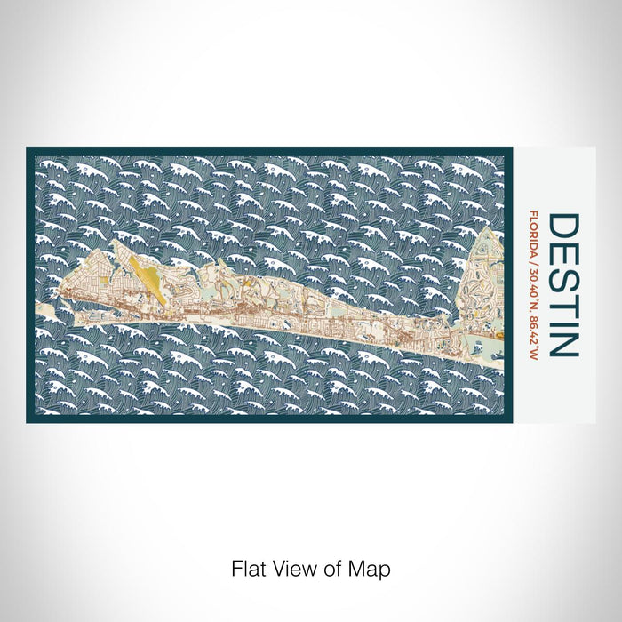 Rendered View of Destin Florida Map on 17oz Stainless Steel Insulated Bottle with printed woodblock style map