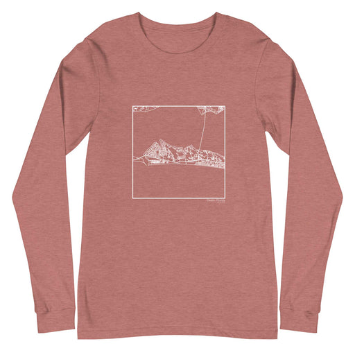 Destin Florida  Map Unisex Long-Sleeve T-shirt with City inscription in Heather Mauve