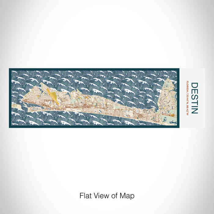 Rendered View of Destin Florida Map on 10oz Stainless Steel Insulated Cup in Woodblock with Sliding Lid