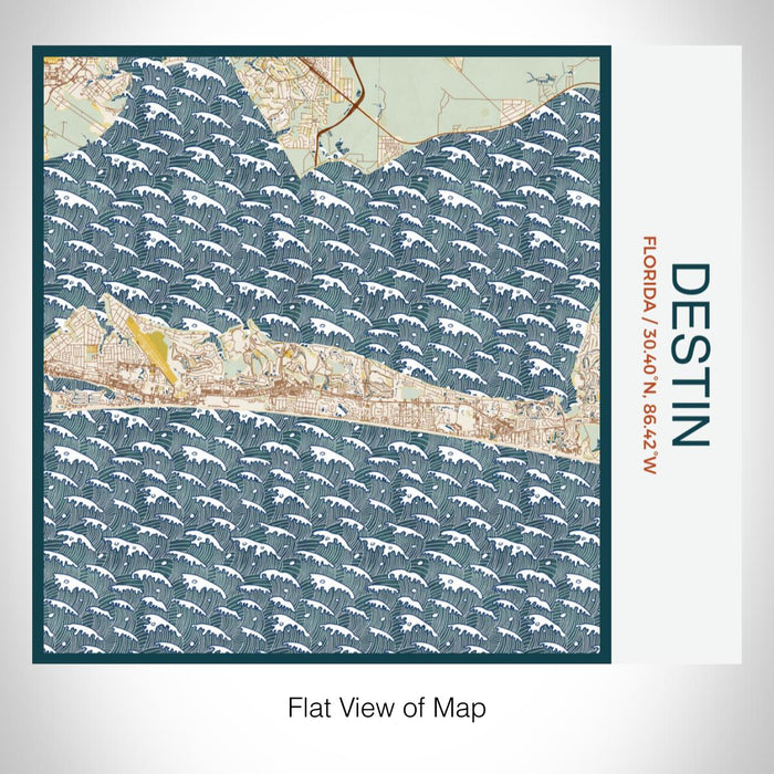 Rendered View of Destin Florida Map on 17oz Stainless Steel Insulated Tumbler in Woodblock Map Style