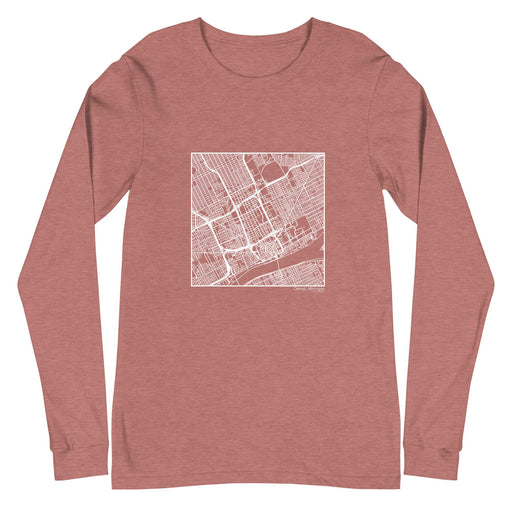 Detroit Michigan  Map Unisex Long-Sleeve T-shirt with City inscription in Heather Mauve