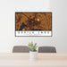 24x36 Devils Lake North Dakota Map Print Lanscape Orientation in Ember Style Behind 2 Chairs Table and Potted Plant