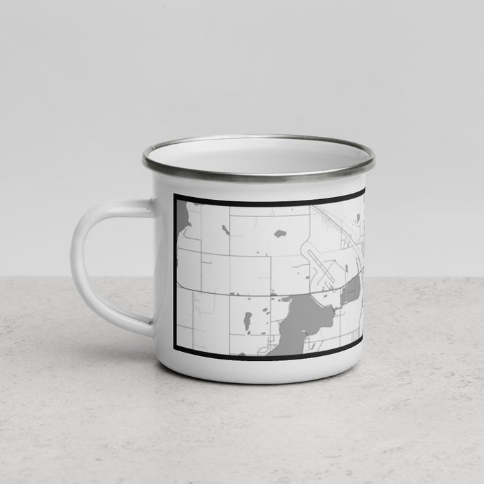 Left View Custom Devils Lake North Dakota Map Enamel Mug in Classic