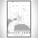 Devils Lake North Dakota Map Print Portrait Orientation in Classic Style With Shaded Background