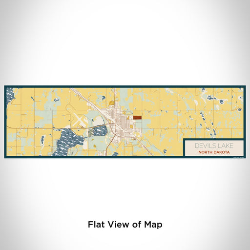 Flat View of Map Custom Devils Lake North Dakota Map Enamel Mug in Woodblock