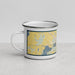 Left View Custom Devils Lake North Dakota Map Enamel Mug in Woodblock