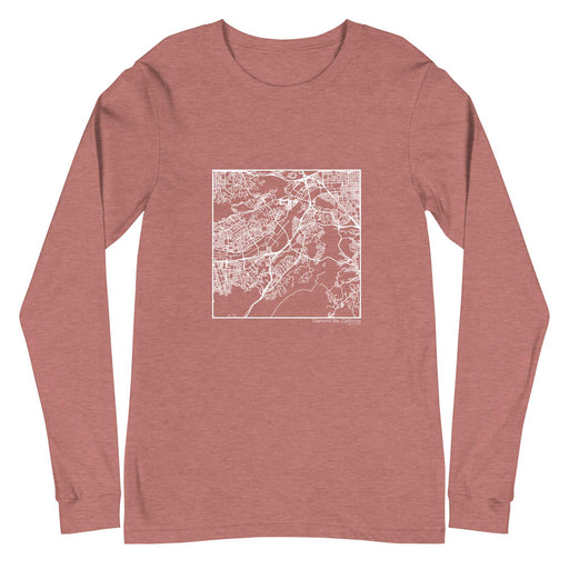 Diamond Bar California  Map Unisex Long-Sleeve T-shirt with City inscription in Heather Mauve