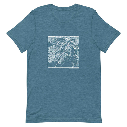 Diamond Bar California  Map Unisex T-Shirt with City inscription in Heather Teal