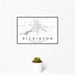 12x18 Dickinson North Dakota Map Print Landscape Orientation in Classic Style With Small Cactus Plant in White Planter