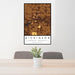 24x36 Dickinson North Dakota Map Print Portrait Orientation in Ember Style Behind 2 Chairs Table and Potted Plant