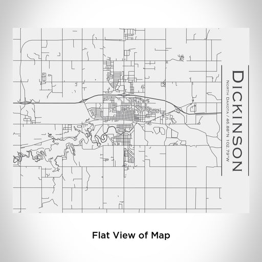 Rendered View of Dickinson North Dakota Map Engraving on 20oz Stainless Steel Insulated Bottle with Bamboo Top in White