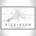 Dickinson North Dakota Map Print Landscape Orientation in Classic Style With Shaded Background