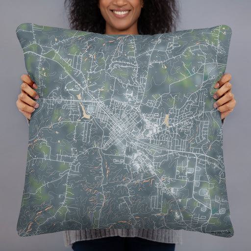 Person holding 22x22 Custom Dickson Tennessee Map Throw Pillow in Afternoon
