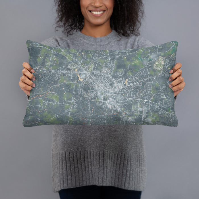 Person holding 20x12 Custom Dickson Tennessee Map Throw Pillow in Afternoon