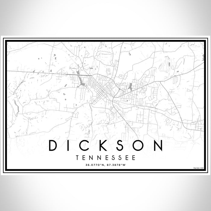 Dickson Tennessee Map Print Landscape Orientation in Classic Style With Shaded Background
