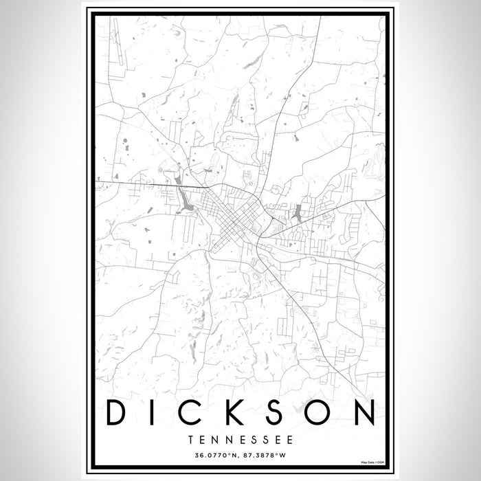 Dickson Tennessee Map Print Portrait Orientation in Classic Style With Shaded Background