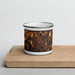 Front View Custom Dickson Tennessee Map Enamel Mug in Ember on Cutting Board