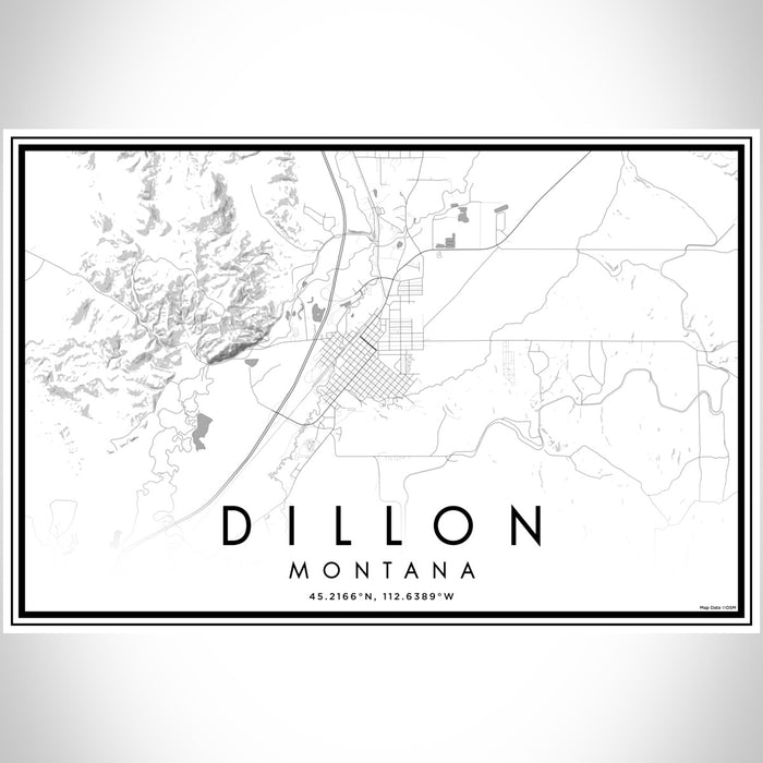 Dillon Montana Map Print Landscape Orientation in Classic Style With Shaded Background