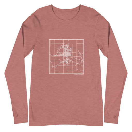 Dodge City Kansas  Map Unisex Long-Sleeve T-shirt with City inscription in Heather Mauve